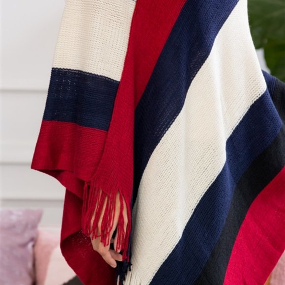 STRIPED PRINT PONCHO - SOFT - Picture 3 of 5